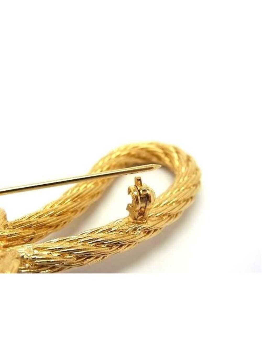 Dior Brooch Gold Metal Rhinestone Rope Motif - Picture 3 of 4